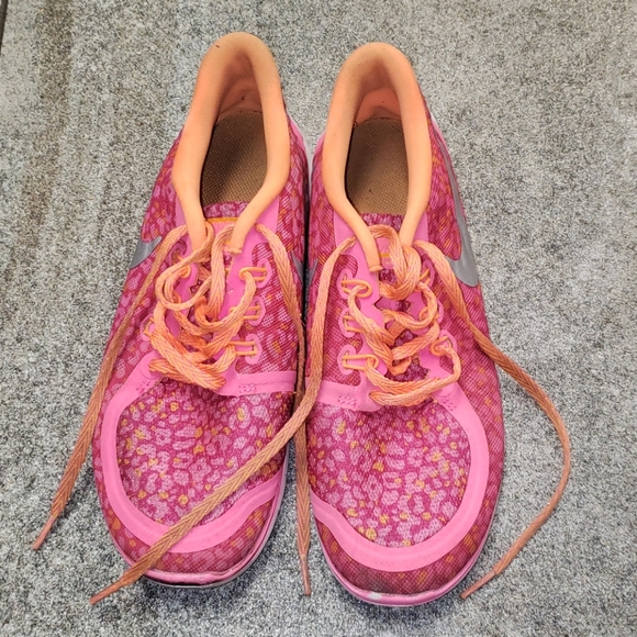Nike Free 5.0 Pink and Orange Cheetah Size 7Y - Picture 3 of 7